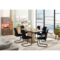 HELA Essgruppe Ariana, Esstisch mit 6 Stühlen, ausziehbarer Küchentisch, (Set, 7-tlg., 1 Tisch ausziehbar / 6 Stühle), Tisch 120-160cm, 6 Stühle mit hoher Belastbarkeit