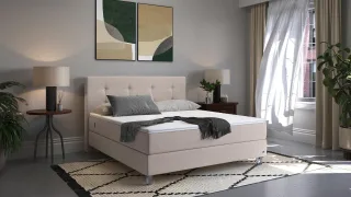 BRUNO Boxspringbett Premium 140x200cm in Beige | Matratzen-Härtegrad: Links H3 / Rechts H2 | mehrfach ausgezeichnet in Design & Qualität