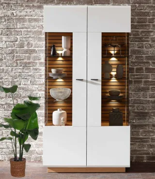 Fresno Vitrinenschrank weiß modern