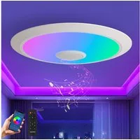 JDONG LED Deckenleuchte Dimmbar mit Bluetooth Lautsprecher 30cm/40cm/50cm, LED Deckenlampe mit Fernbedienung oder APP-Steuerung, 3000-6500K RGBW Farbwechsel, Musikwiedergabe für Schlafzimmer Badezimmer Wohnzimmer