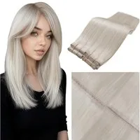 LuxusKollektion Echthaar-Extension Extensions Echthaar Tressen 40cm 50G 1.5 butterfly weft #60