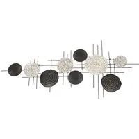 Dekoleidenschaft Metallbild "Kreise" aus Metall & Seegras 112x51 cm, Wanddeko Wandbild Wandschmuck, Kreise, Wandverzierung, Dekoobjekt, Wanddekoration, Wandskulptur, Metalldeko