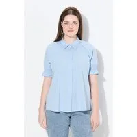 Ulla Popken Hemdbluse Shirtbluse Smokdetails Hemdkragen Halbarm