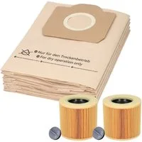 McFilter Staubsaugerbeutel (20 Stück) + 2 Filter, passend für Kärcher Nass- Trockensauger A2200, A2201, A2206, A2231, A2236, A2251, A2500, A2504, A2534, A2554, A2654, A2656, A2675, 22 St., Alternative für 6.959-130.0 (Beutel), 6.414-552.0 (Patronenfi