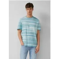 s.Oliver Kurzarmshirt T-Shirt T-Shirt T-Shirt aus Leinenmix mit All-over-Print