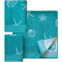 Dyckhoff Handtuch Set Seashell, Walkfrottee (Set, 3-St), mit Muschelmuster, 2 Handtücher (50x100cm), 1 Duschtuch (70x140cm)