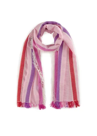 Leichter Schal aus Baumwollmischung mit Streifen pink - Gr. - one size