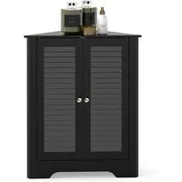 COSTWAY Eckschrank Sideboard mit Lamellentür, verstellbarem Regal, 63x32x81,5cm