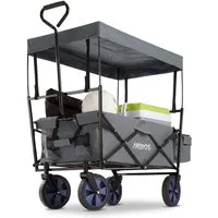 Arebos Bollerwagen ECO faltbar mit Dach, 70 kg Tragkraft für Garten, Camping & Ausflüge (Grau), Maße 117 x 55 x 125 cm