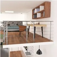 AICA Treppengeländer Edelstahl Material Handläufe 3/5 guardrails Treppe Geländer, 80 cm Länge, 106 cm Höhe, Set, 5-tlg., 201 Edelstahl