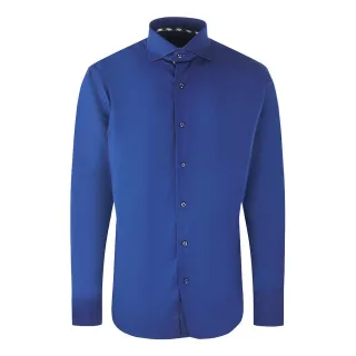 Aquascutum Herren Unifarben Langarmhemd (Marineblau)