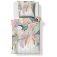 fleuresse Bettwäsche Fleuresse Mako-Satin Bettwäsche 240x220 Blätter Bananenblätter pastell, Mako-Satin, 3 teilig