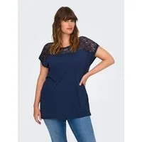 ONLY CARMAKOMA Spitzenshirt CARFLAKE LIFE S/S MIX TOP JRS NOOS Viskose, regular fit