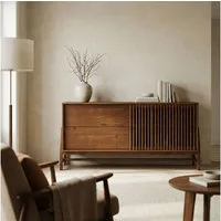 IDIMEX Sideboard ADAMO, Kommode 145 cm aus Massivholz mit Lamellen-Schiebetür Kastanie Finish