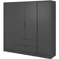 Lomadox Kleiderschrank KNOCK-160 in graphit, 4 Türen, 2 Schubkästen, 206 cm breit