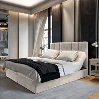 Masseno Boxbett BARINO 140x200 cm mit Bonell Matratze und Topper, Doppelbett, Polsterbett mit Kopfteil, Boxspringbett
