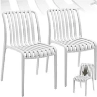 tectake Gartenstuhl Balkonstuhl, stapelbar, Belastbarkeit 110 kg, 47 x 58 x 80,5 cm (Terrassenstuhl Alcudia für Außen in Creme, 2 St), wetterfest und UV-beständig, pflegeleicht, rutschfeste Gummischoner