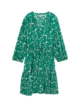 Denim Tom Tailor - Mini-Kleid mit Ballonärmeln abstract green flower print - Gr. - M