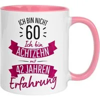 Momentals Tasse 60 Geburtstag Frau – „Nicht 60 – Ich hab Erfahrung“ – Geschenk Frauen, Gratis Versand · Links-&Rechtshänder · Spülmaschinenfest