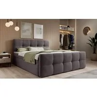 thematys Boxbett mit Bettkasten 140x200–200x200 cm – Velours oder Bouclé Bezug – (Polsterbett Bonnellfederkern Matratze H3 + Gratis 3cm Topper, Boxbett - Luxus Doppelbett mit Stauraum)