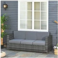 Outsunny Loungesofa Loungesofa, Set 1 Teile, Wetterbeständiges PE-Rattan, abziehbare Bezüge