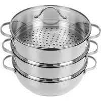 GRÄWE Bratpfanne GRÄWE Dampfgarer/Servierpfanne 28 cm mit zwei Dampfeinsätzen, Serie