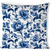 Ambiente® Dekokissen Delft Blue florals, Dekokissen Kissenbezüge ohne Füllung Baumwolle 40x40 cm