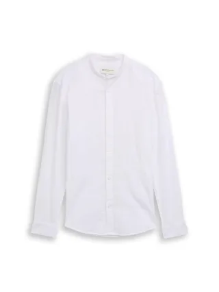 Denim Tom Tailor - Fitted Hemd mit Stehkragen white - Gr. - S