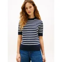 Tommy Hilfiger Kurzarmpullover CO JERSEY FINE GG C-NK SS SWT Baumwollmischung, Regular Fit