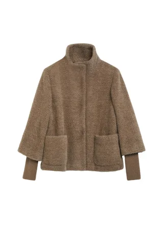 s.Oliver BLACK LABEL - Teddyjacke mit Stehkragen braun - Gr. - 44