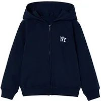 vertbaudet Fleecepullover Kapuzensweatjacke mit NY-Print Kinder BASIC