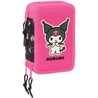 safta Federmäppchen Hello Kitty & Friends - Kuromi - Federmappe, 37 Teile, 3-fach gefüllt, (37-tlg., Mädchen), Reißverschluss