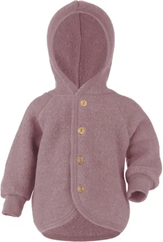 Engel Natur Kapuzenjacke mit Holzknöpfen Merino Fleece