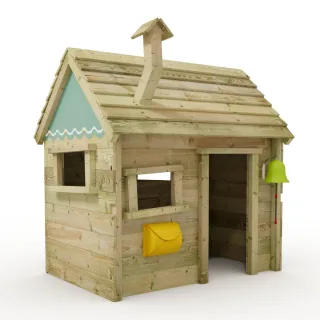 Wetterfestes Holz Spielhaus Inn für den Garten - Massivholz Abenteuer Spielturm mit Glocke & Zubehör für Kinder Outdoor Spielplatz - Wickey