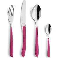 Kuppels Besteck-Set PRISMA (24-tlg), 6 Personen, Edelstahl Rostfrei 18/0, spülmaschinenfest, in himbeerrot, mattiert