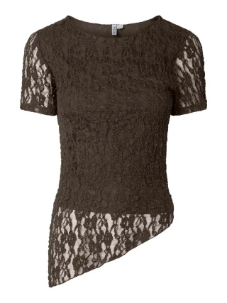 PIECES - PCARIANA SS ASYMMETRIC LACE TOP D2D - Gr. - XS