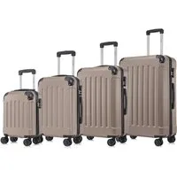 YONSLY Kofferset 4er Set, Reisekoffer Trolley mit 360° Rollen ABS-Hartschalen, 4 Rollen, (4 tlg., Sicherheitsschloss Weichem Gummigriff Handgepäck S/M/L/XL), Leichtes Gepäckset Trolley 4er Koffer Set, Reisekoffer