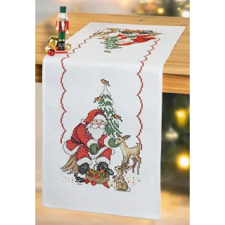 Stickläufer "Santa mit Waldtieren"