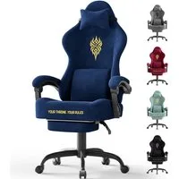 Ferghana Gaming-Stuhl Gaming-Stuhl: Kopfstütze, Lendenkissen, Armlehnen, Fußstütze (Packung), Ergonomischer PC-Stuhl,Rückenlehne 90°-125°