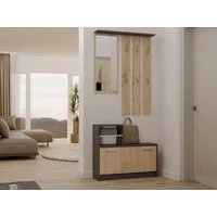 Raumhirsch Furniture Schuhschrank Garderoben-Set (Schuhschrank und 6 Kleiderhaken mit Spiegel) verschiedene Farben