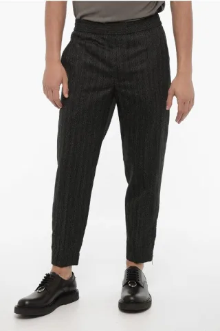 Slim Fit Hose aus Schurwolle mit Knöchelreißverschluss in Grau