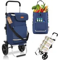 Sekey Einkaufstrolley 3-in-1 mit Kühlfach und Spanngurt, Faltbarer Einkaufswagen 42L & 35kg, 42 l, 3-in-1 Trolley, Sackkarre & Umhängetasche, Ideal für Einkäufe