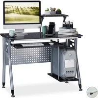 relaxdays Computertisch Moderner Computertisch mit Glasplatte, schwarz