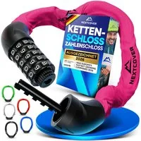 Nextcover Kettenschloss NEXTCOVER® Fahrradschloss LockOne mit Zahlencode oder Schlüssel