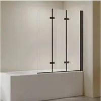 AmuseVera Badewannenfaltwand Duschwand für Badewanne Badewannenaufsatz 2 tlg 3 tlg Schwarz/Chrome, ESG Sicherheistsglas, (Set, 180° schwenkbar Faltwand Dusche Duschtrennwand Faltbar), Faltwand Duschwand Badewanne 3 teilig 180° schwenkbar