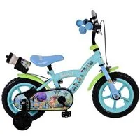 Volare Kinderfahrrad Bluey 12 Zoll Blau mit Stützrädern und Handbremse, Bluey Lizenz, hellblaues Design, Fixie-System, geschlossene Kette