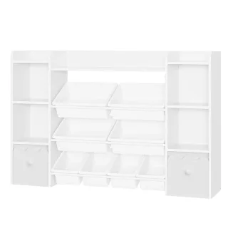 HOMMPA 55" W Kids Toy Storage Organizer with 2 Movable Drawer 4-Tier Bookshelf for Kids Children's Organizer Cabinet wit
