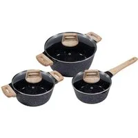 KING Topf-Set Essential, Aluminium (Set, 6-tlg., 1x Kochtopf Ø 20 cm, 1x Kochtopf Ø 24 cm, 1x Stielkasserolle Ø 18 cm), Induktion