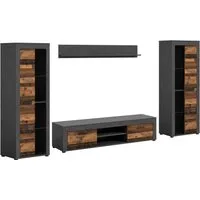 OTTO home Wohnwand AOSTA, Breite 310cm, 4-teilige Wohn-Kombination, (bestehend aus: 2x Vitrine, Lowboard, Wandboard), Wohnwand, Kombination, Anbauwand, Möbel Set, Schrankwand, Möbel Kombi