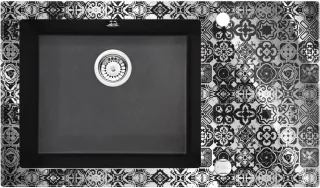 Neuesbad 8mm Glas-Granit-Spüle, 1 Schüssel mit Abtropffläche - Diamantkante SPCP-GP1C